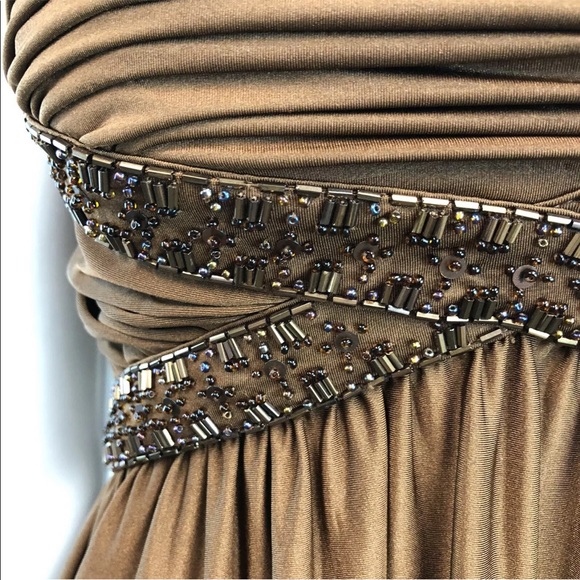 Cache Beaded Draped Stretchy Jersey Shift Dress - Picture 2 of 5